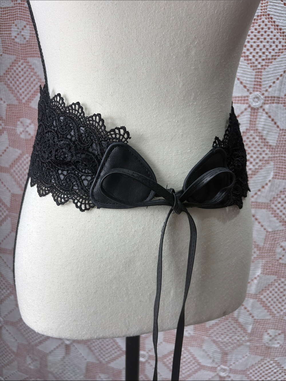 Black Lace Corset Obi Belt β Tie Waist